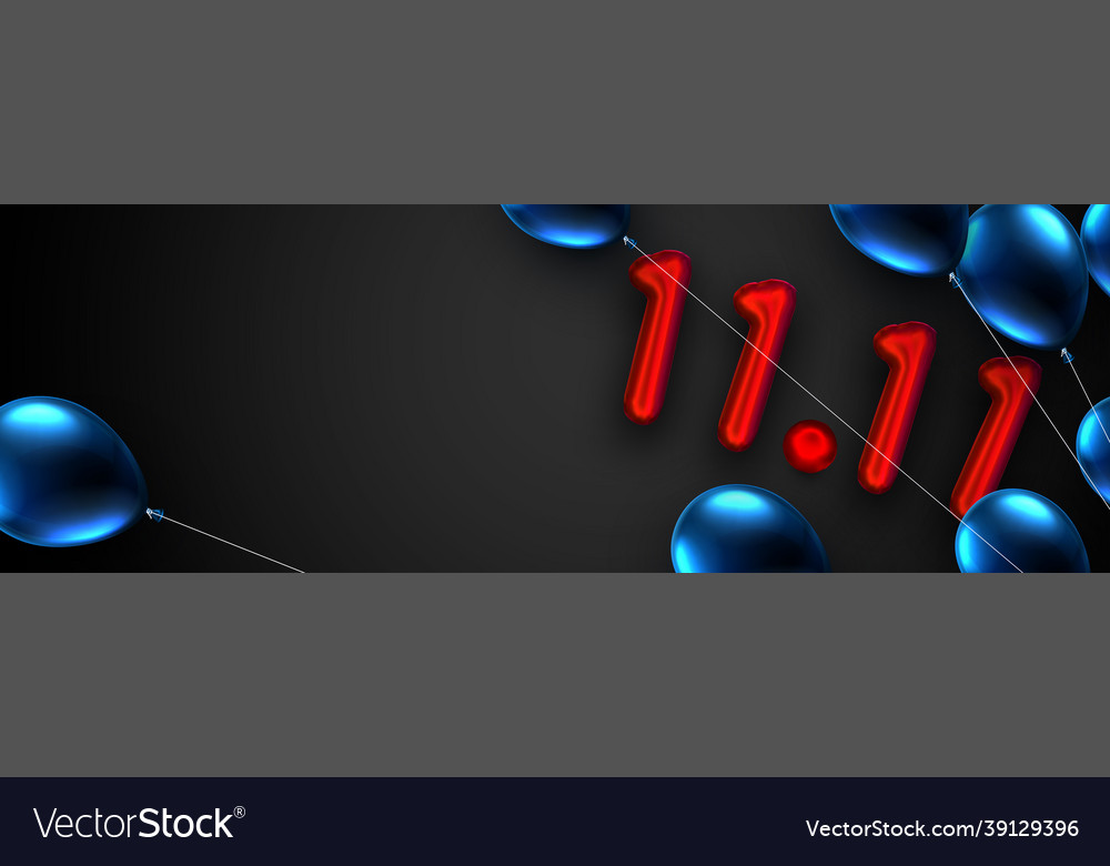 1111 red foil balloon sign on black background