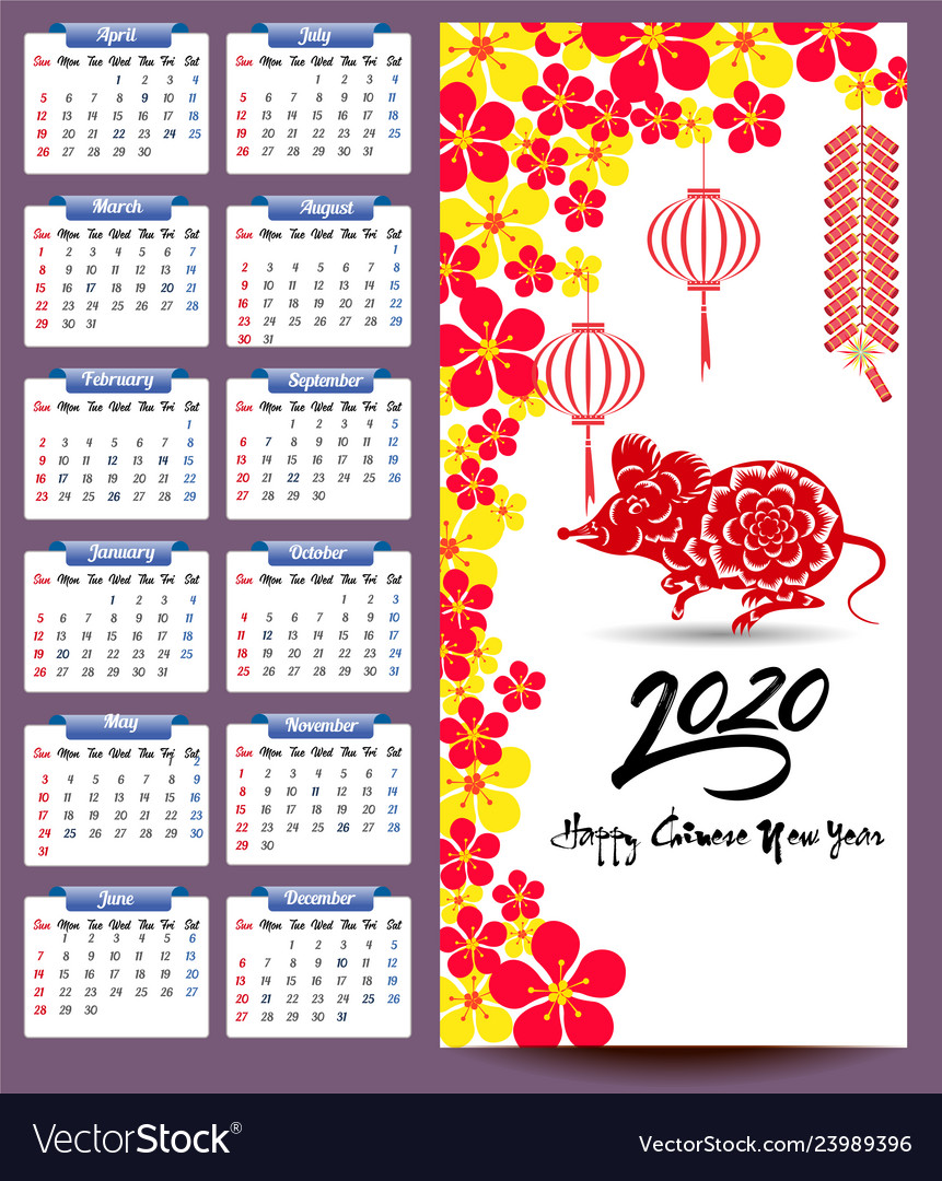 2020 calendar for new year