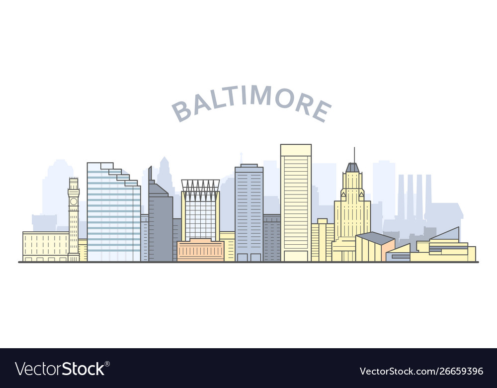 Baltimore cityscape maryland - city panorama Vector Image