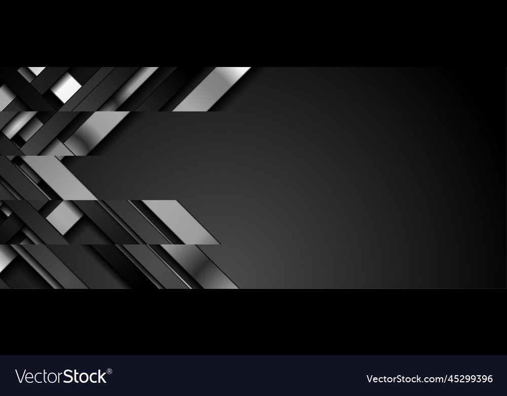 Black and silver metallic smooth stripes abstract Vector Image