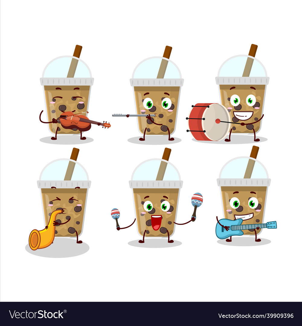 Cartoon character of chocolate coffee with boba