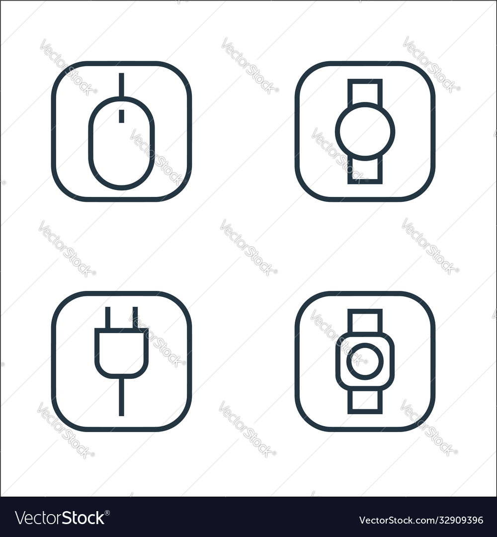 Hardware and gadgets line icons linear set vector image Hardware and gadgets line icons linear set