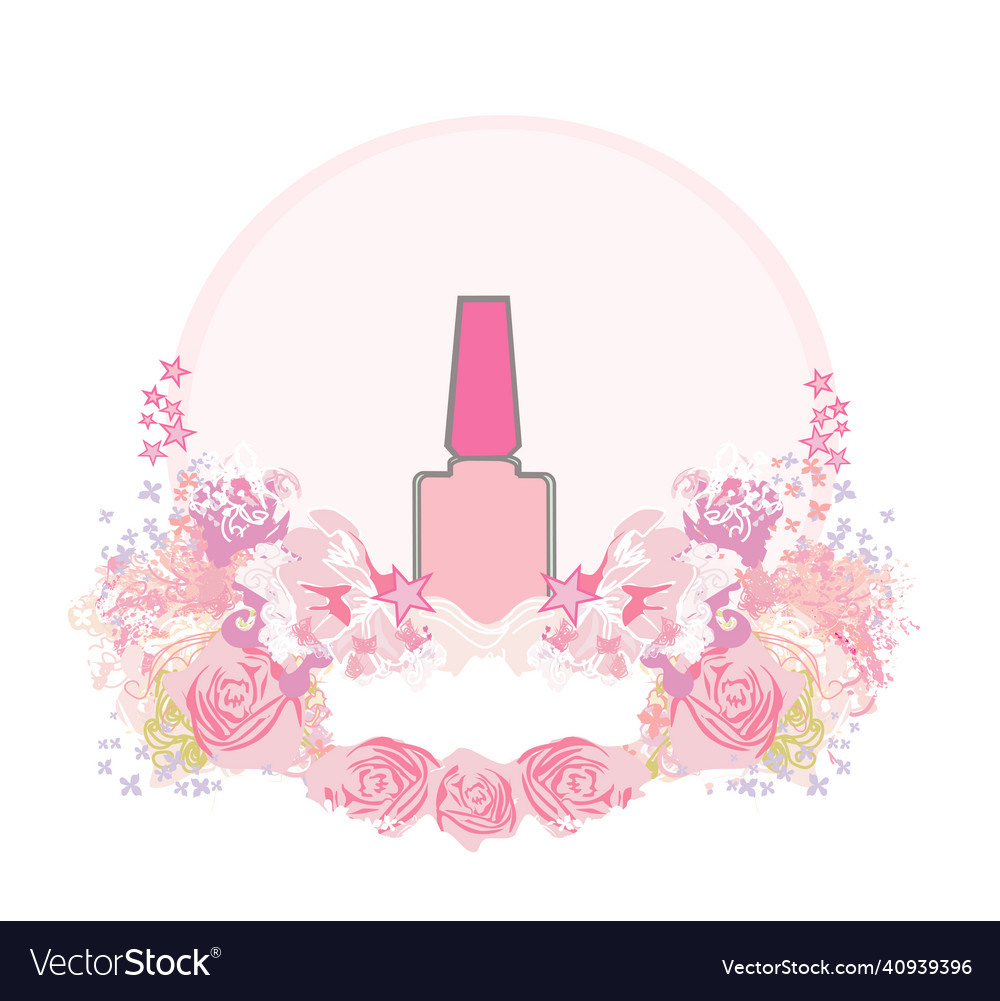 Nail art salon - decorative artistic floral banner vector image Nail art salon - decorative artistic floral banner