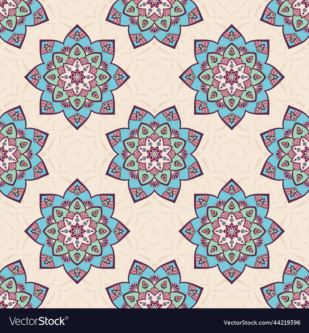 Seamless color pattern with mandala abstract vector image Seamless color pattern with mandala abstract