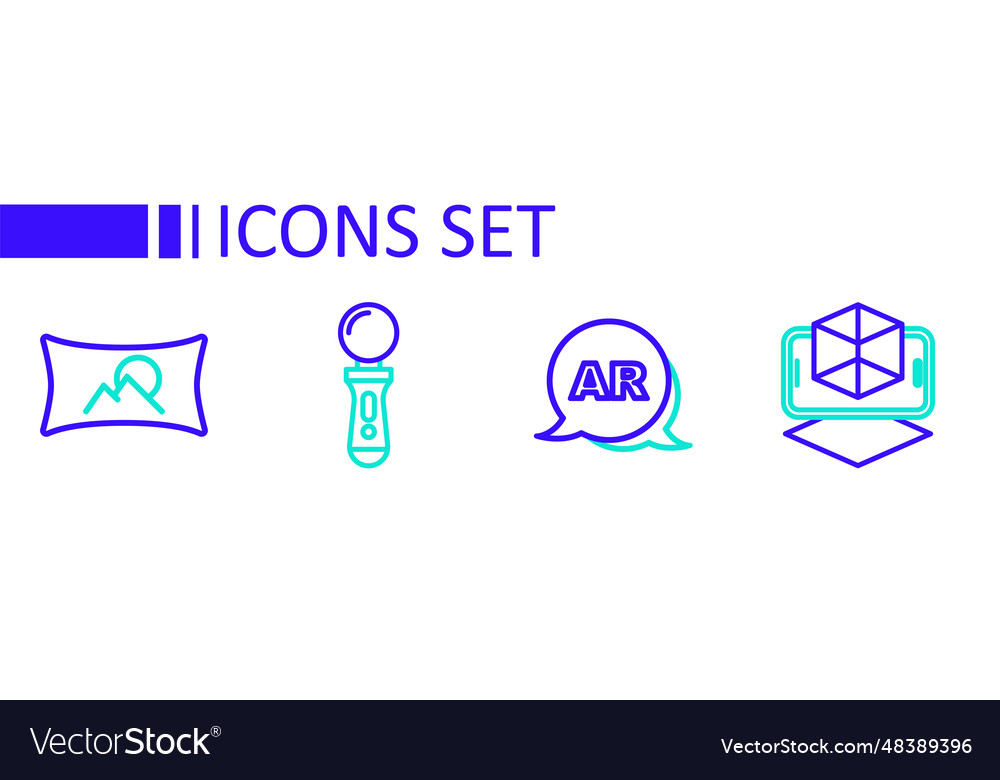 Set line 3d modeling augmented reality ar vr vector image Set line 3d modeling augmented reality ar vr