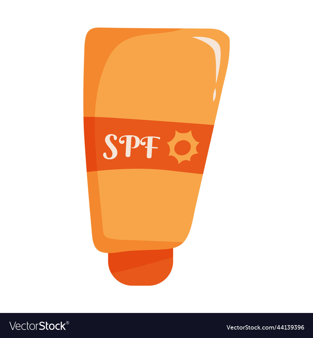 Sunscreen tube in cartoon hand drawn flat style Vector Image