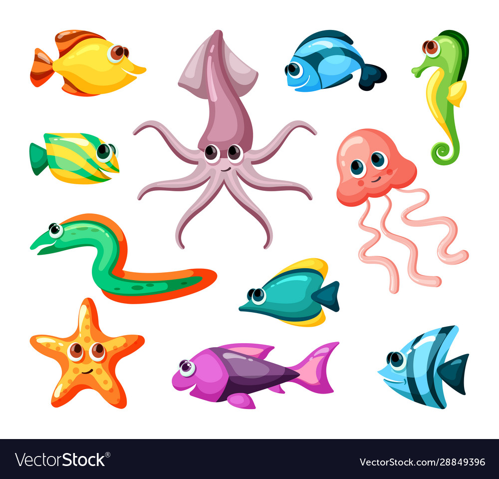 Undersea world colorful flat Royalty Free Vector Image