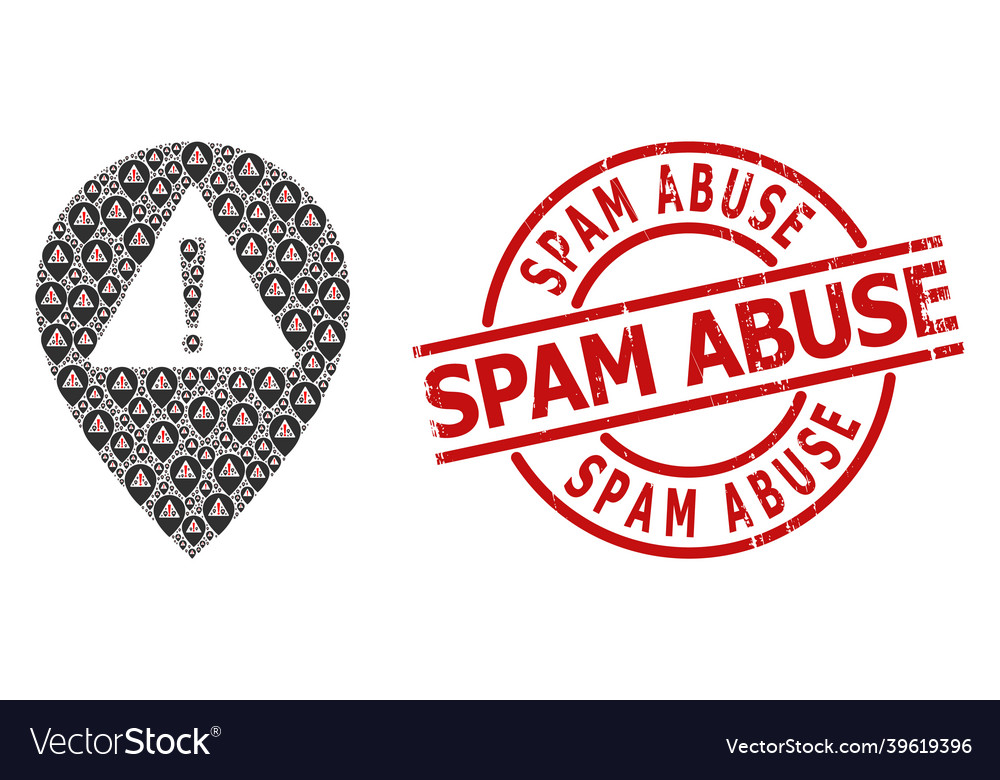 Warning map pointer icon recursion mosaic vector image Warning map pointer icon recursion mosaic