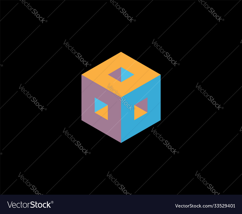 Abstract geometry isometric cube box logo design