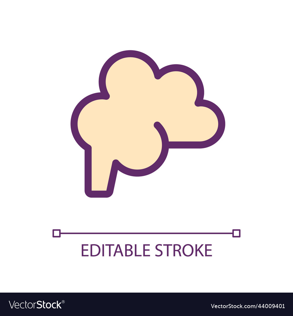 Brain pixel perfect rgb color ui icon vector image Brain pixel perfect rgb color ui icon