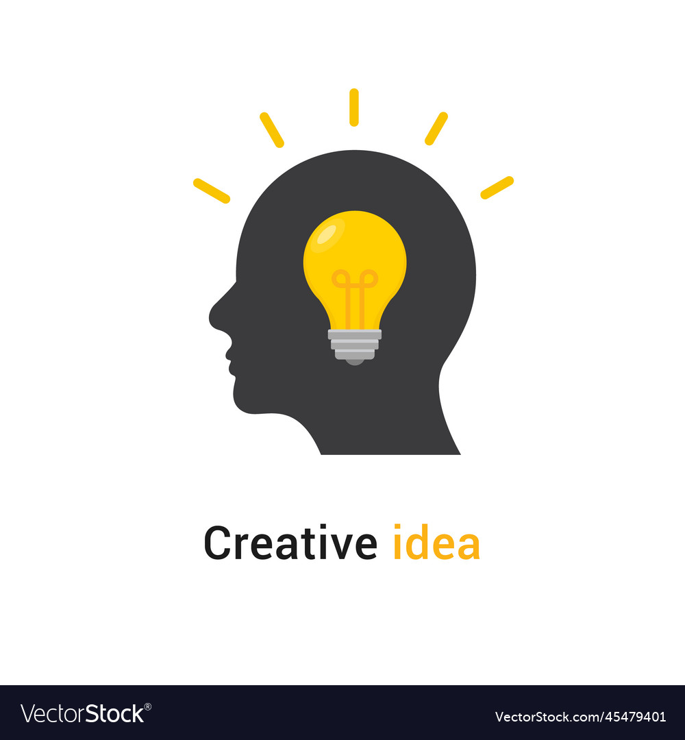 Brain think idea mind head icon man face Vector Image