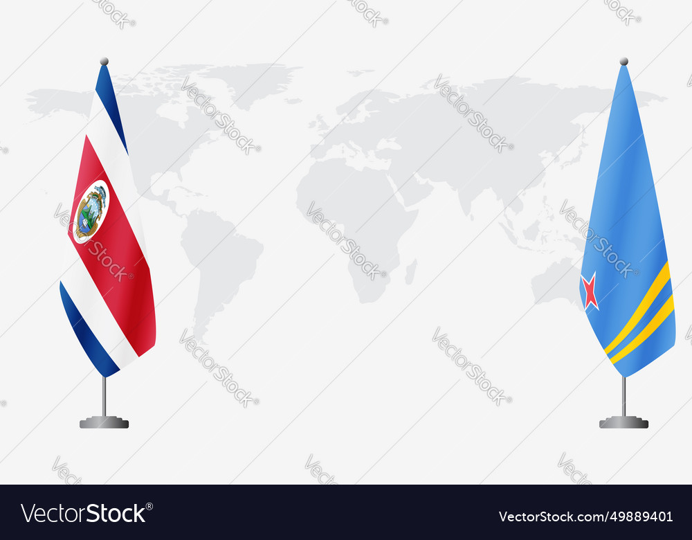 Costa rica and aruba flags for official meeting