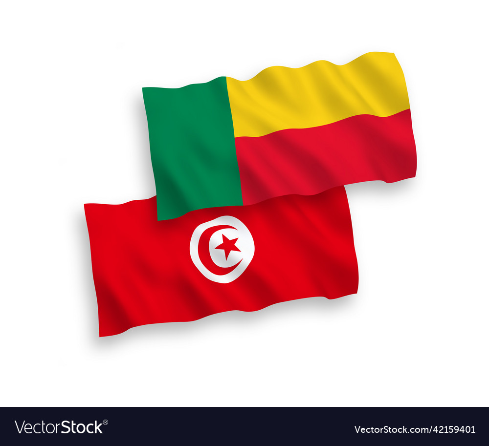 Flags of republic tunisia and benin on a white Vector Image