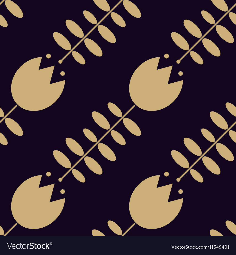 Golden tulip pattern on dark background