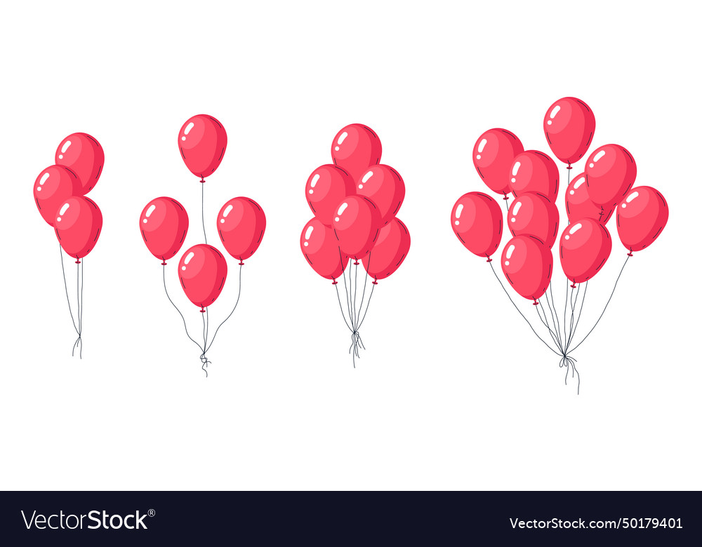 Helium schwimmende Ballons rote Bündel Lizenzfreier Vektor Helium schwimmende Ballons rote Bündel Lizenzfreier Vektor