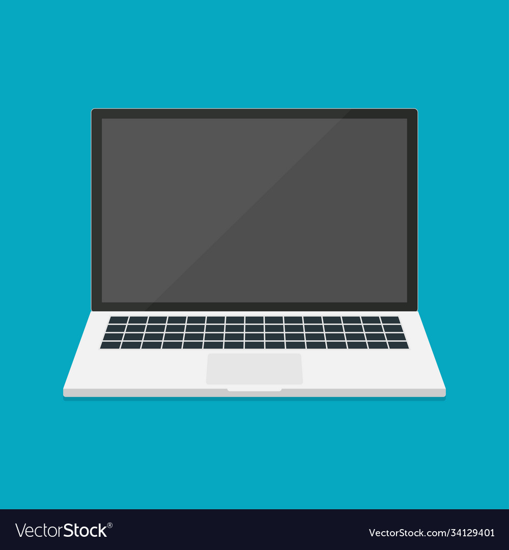 Laptop or notebook computer flat icon open laptop Vector Image