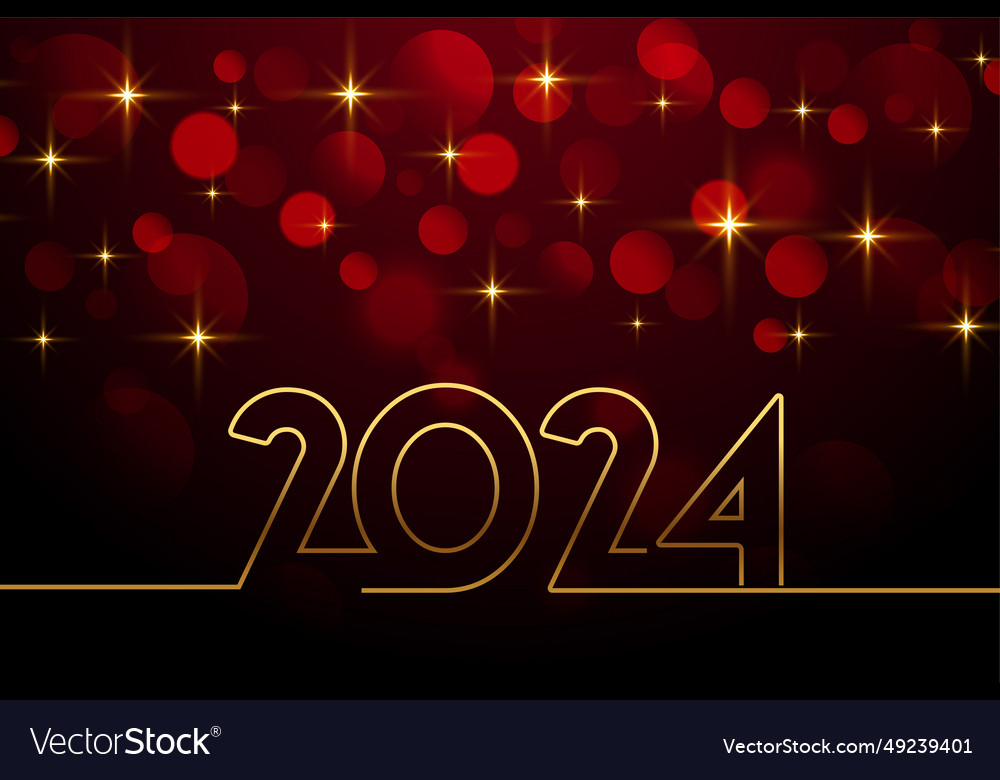 Line style golden 2024 new year bokeh background Vector Image