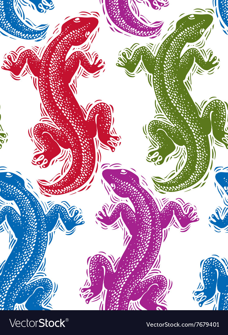 Lizards wrapping paper colorful seamless pattern
