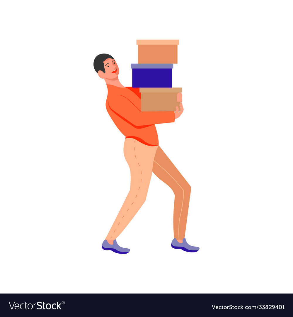 Man carrying stack boxes