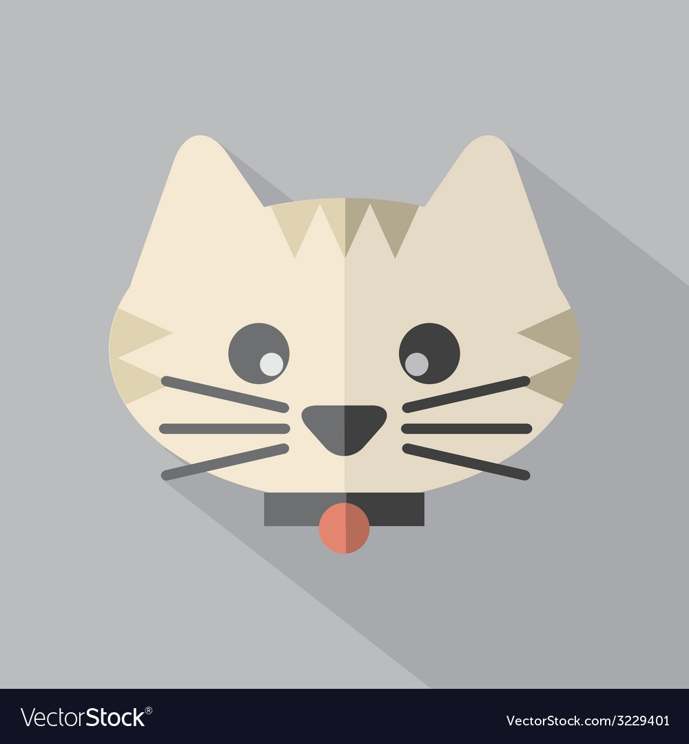 Gray cat icon in flat style Royalty Free Vector Image