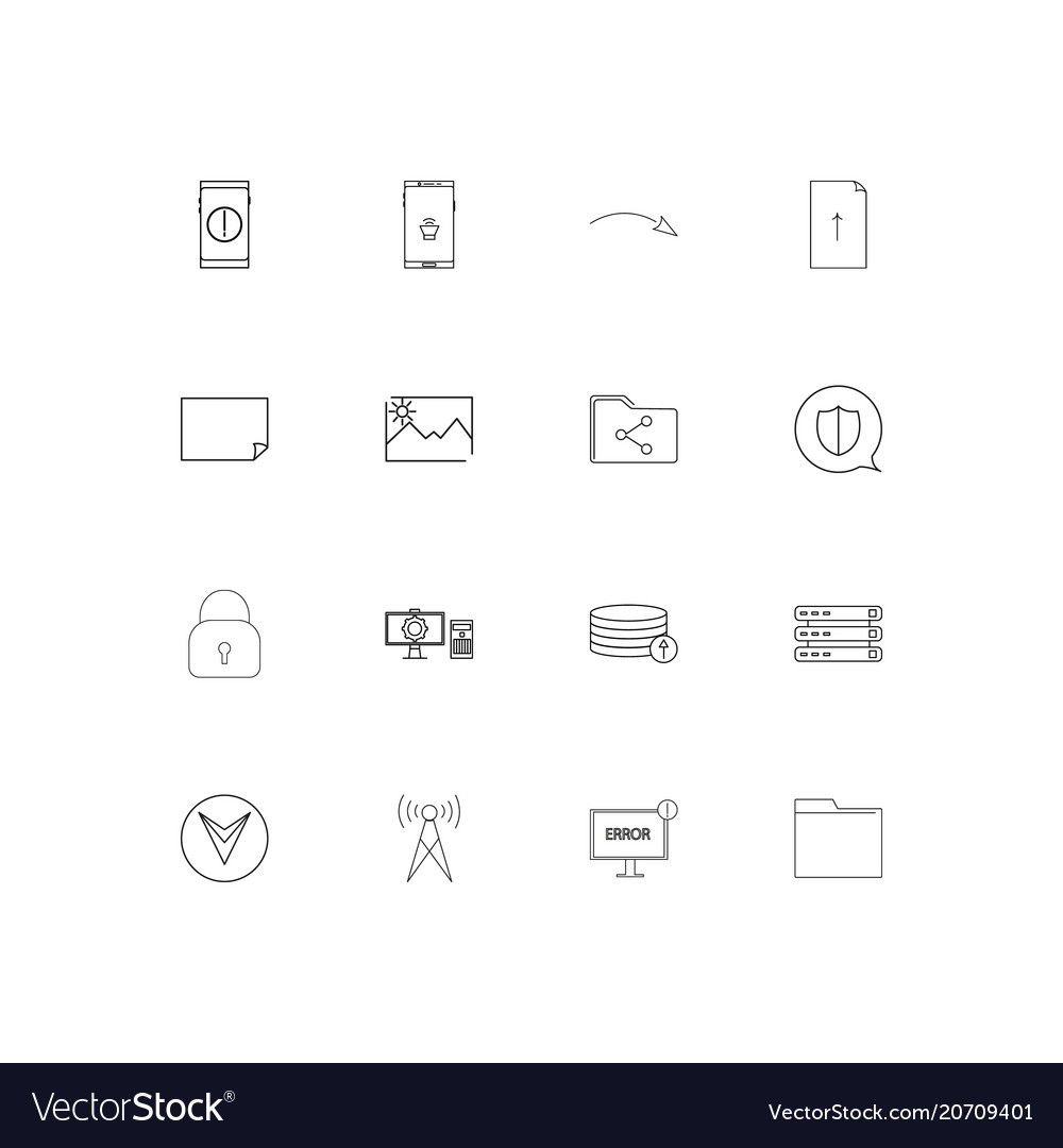 Netzwerk und Datenbank einfache lineare Icons Set