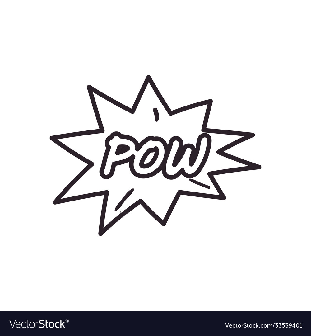 Pow explosion bubble line style icon design