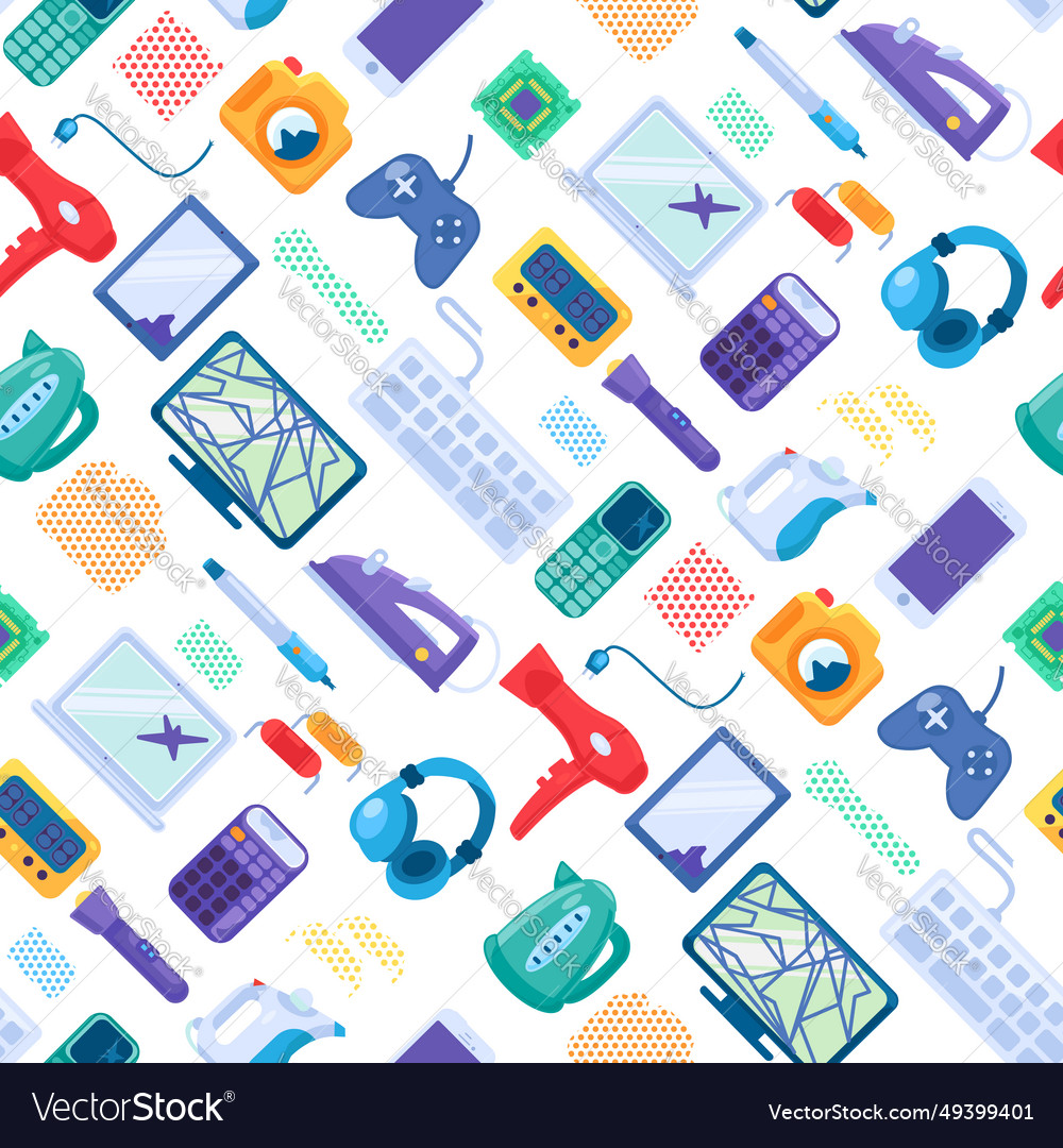 Reusable electronic devices seamless pattern vector image Reusable electronic devices seamless pattern