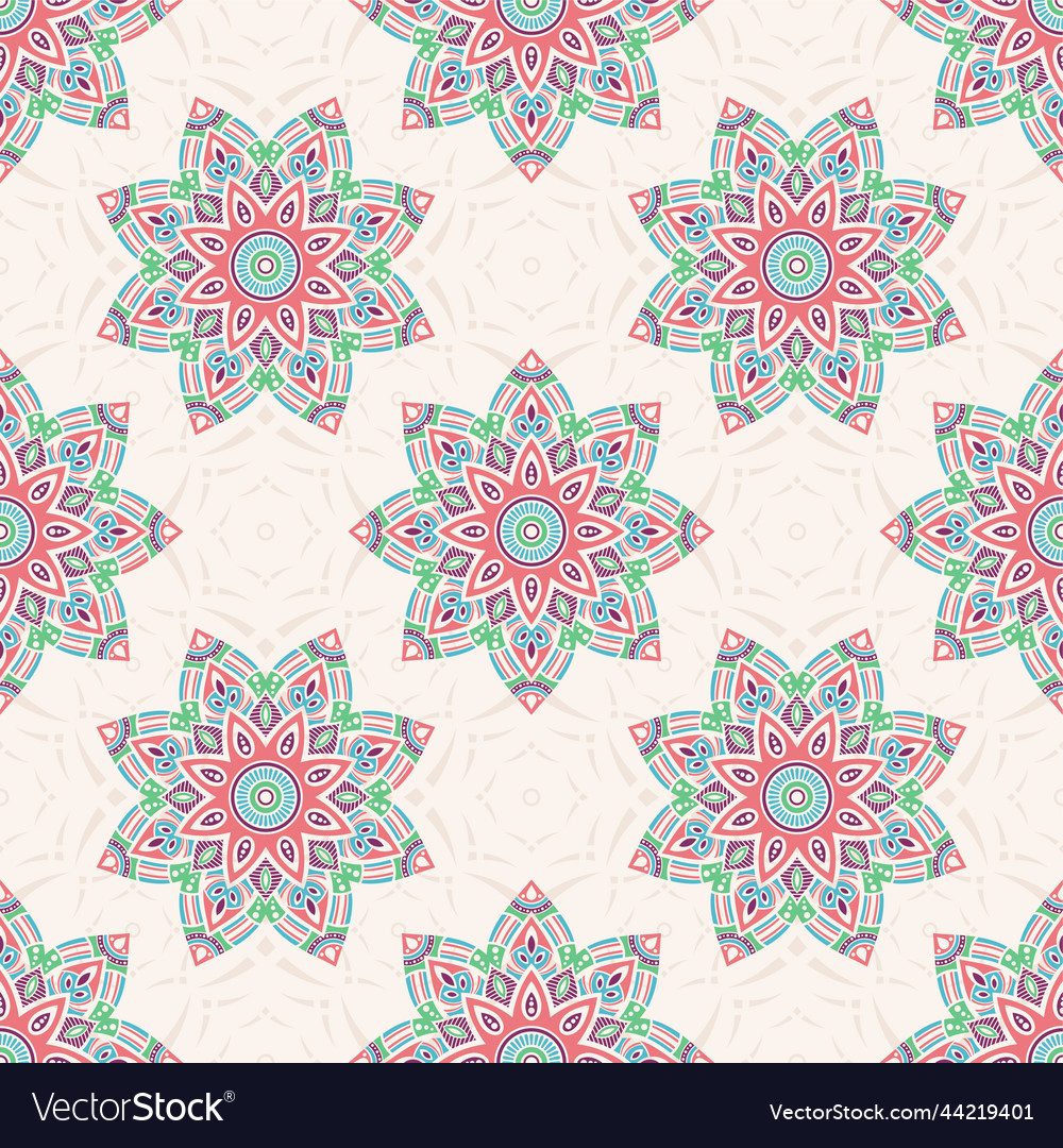Seamless color pattern with mandala abstract vector image Seamless color pattern with mandala abstract
