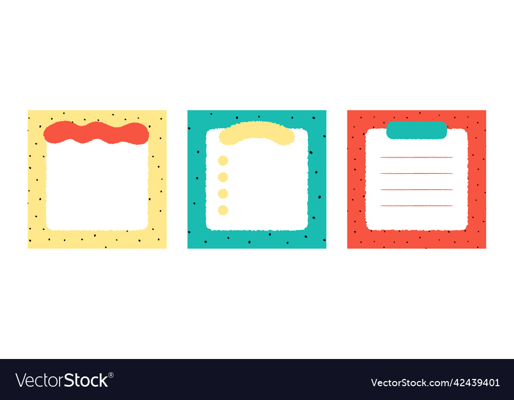 Set of colorful blank notepad paper vector image Set of colorful blank notepad paper