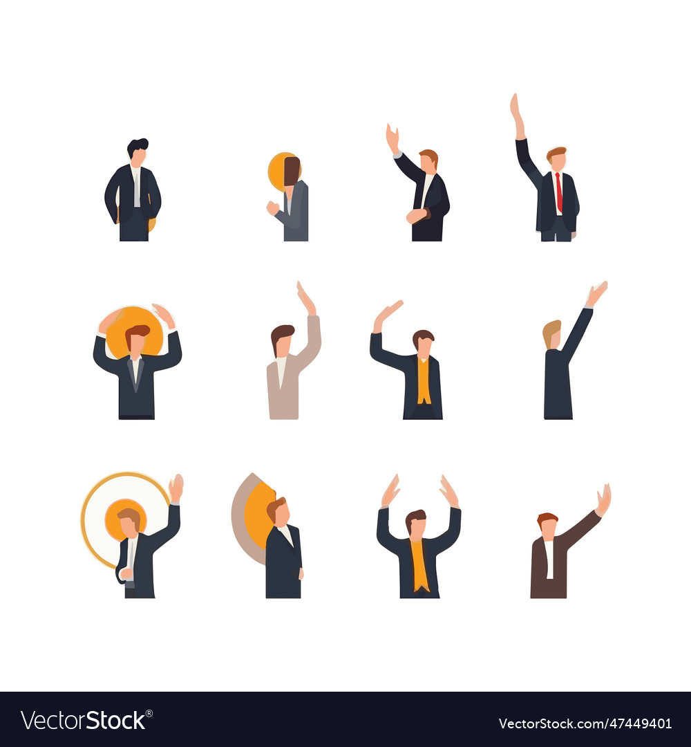 Set of hands showing different gestures palm