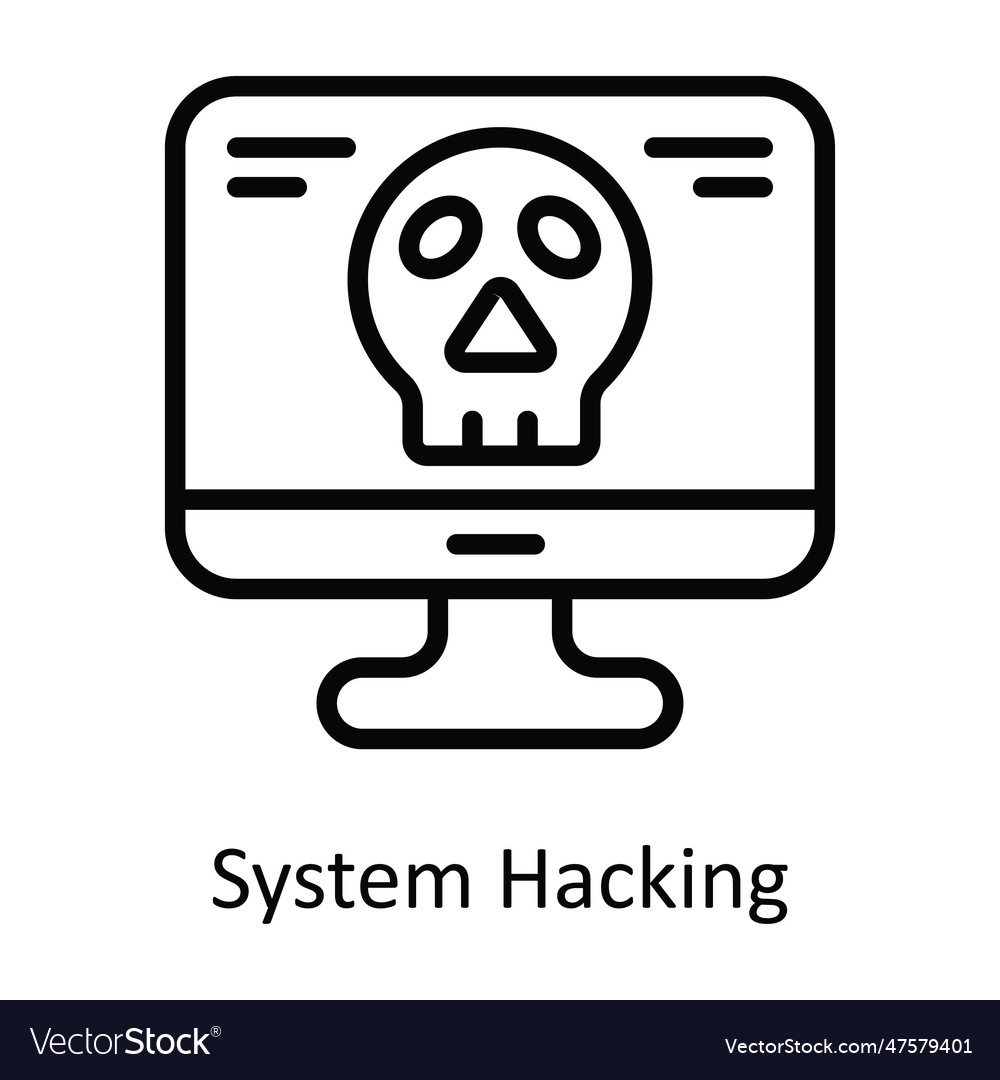 System hacking outline icon design