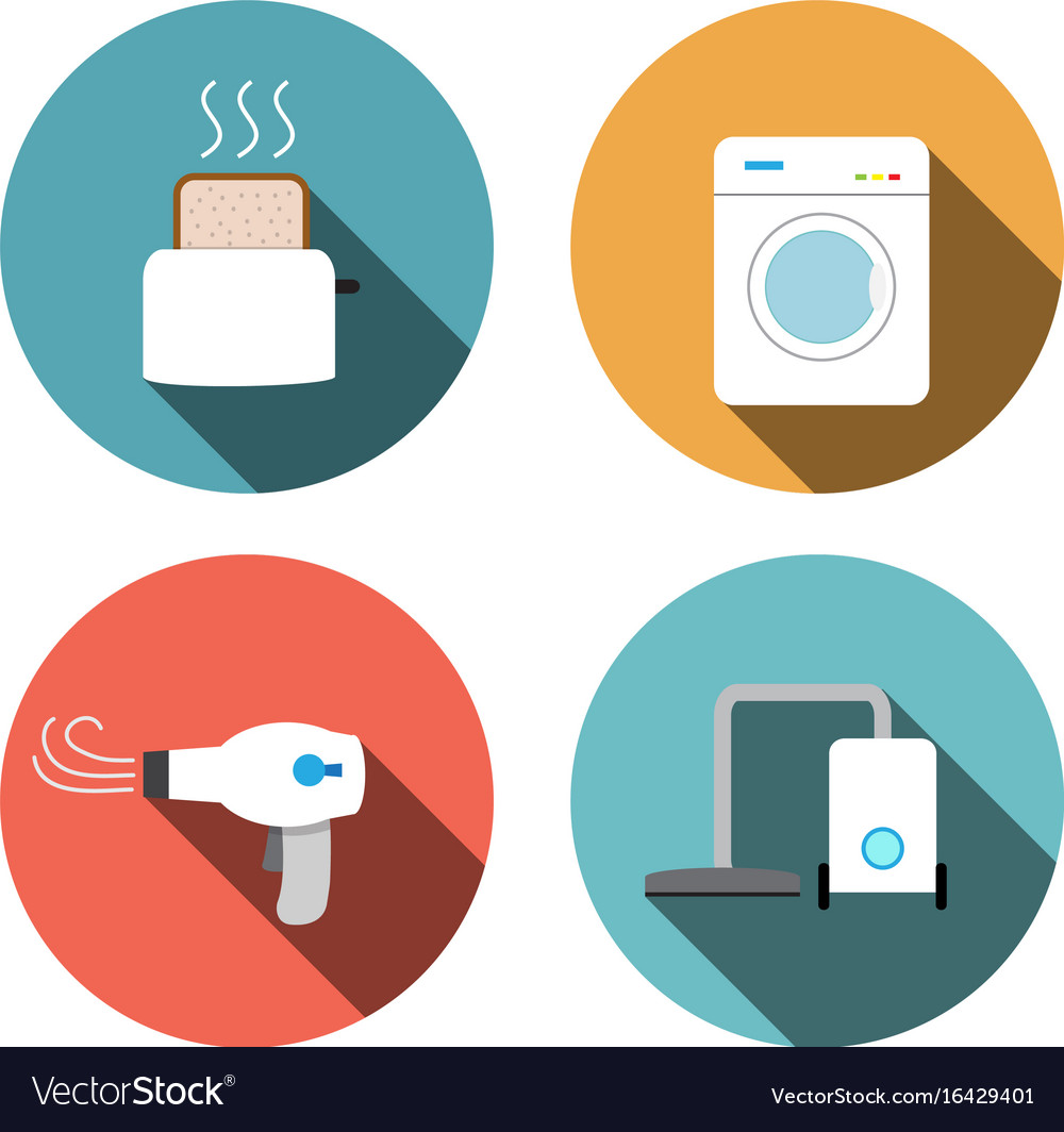 Toaster hair dryer washing vacuum cleaner icons