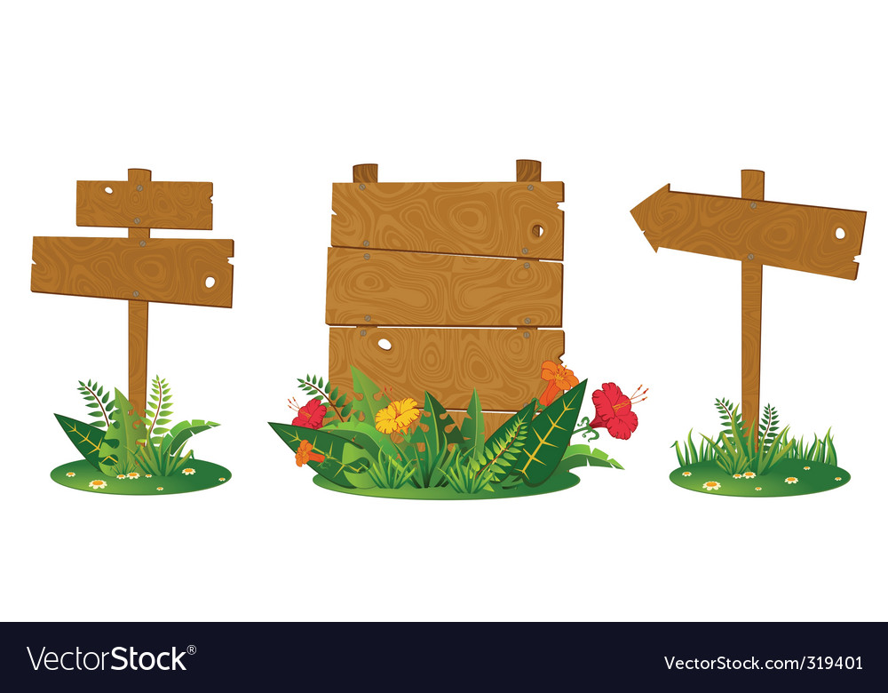 Wooden signposts Royalty Free Vector Image - VectorStock