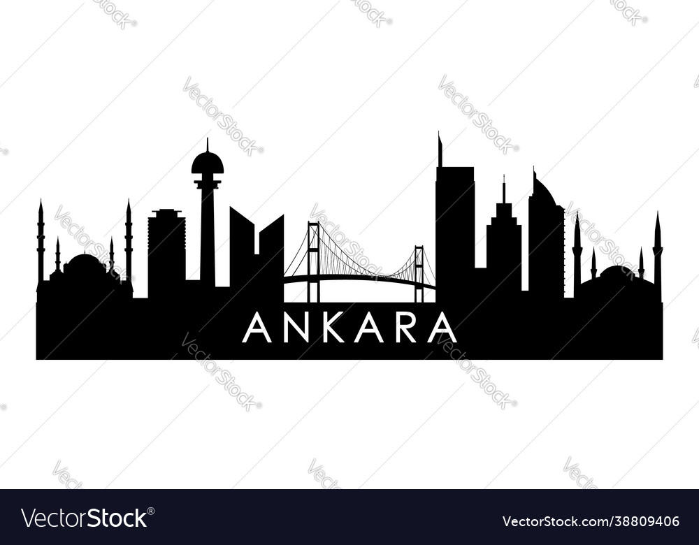 Ankara skyline silhouette black city vector image Ankara skyline silhouette black city