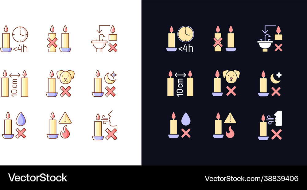 Candle safety regulations light and dark theme Vector Image