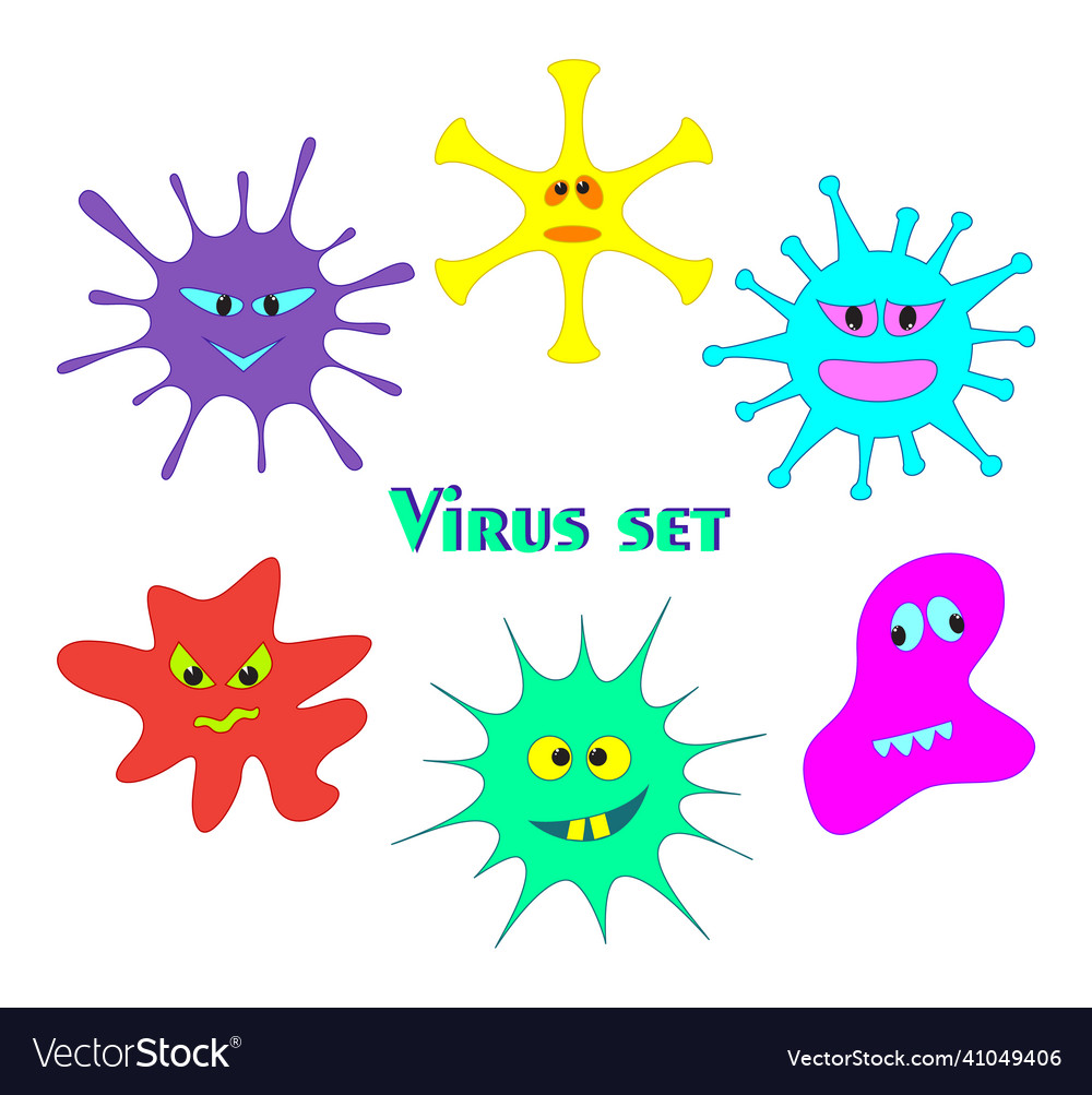 Cartoon virus emoticon characters of bacterial