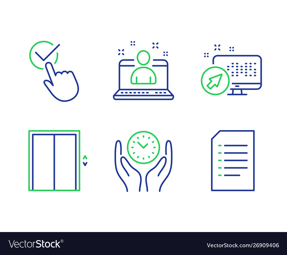 Checkbox lift and safe time icons set web system