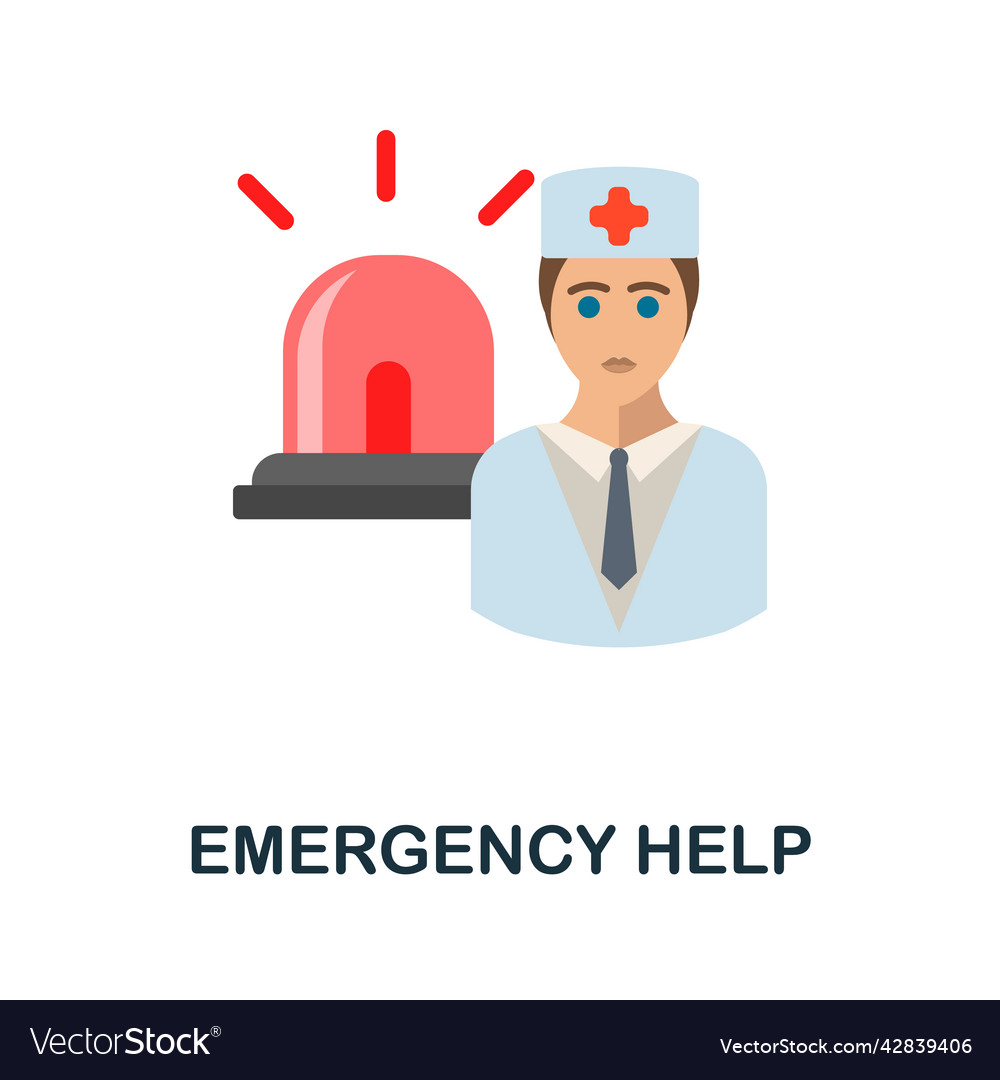 Emergency help flat icon colored element sign Vector Image