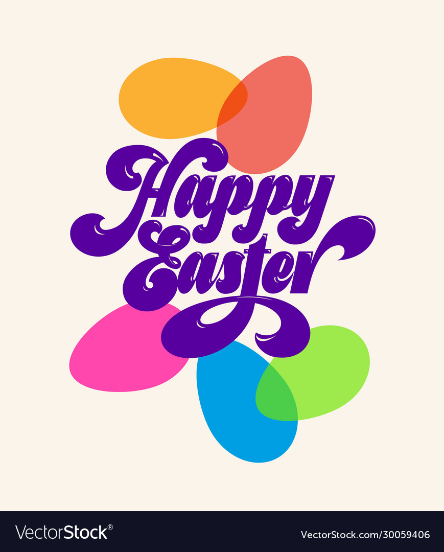 Happy easter calligraphy inscription color egg