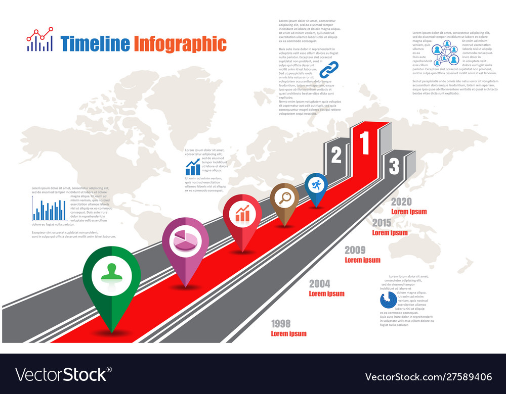 Illuminierte 3d Business Timeline Infografik