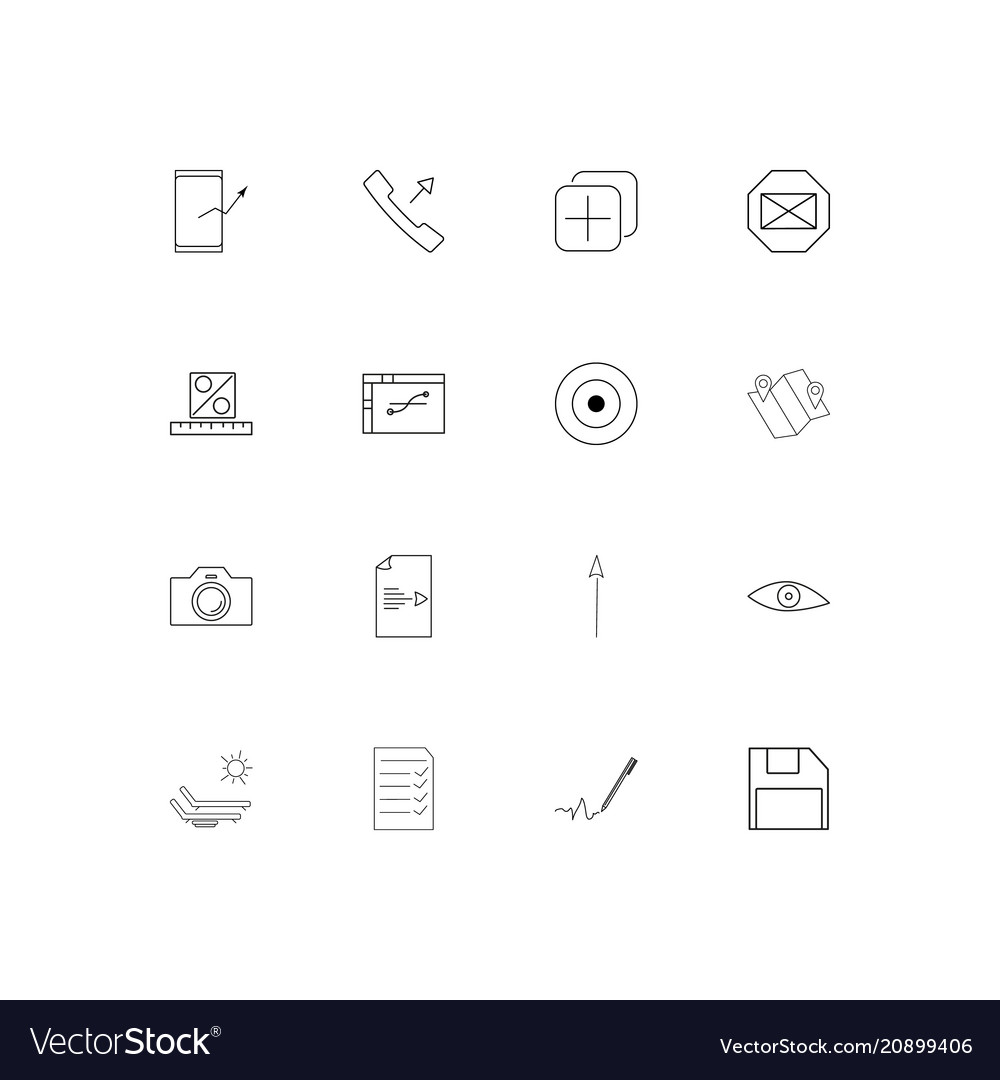 Interface linear thin icons set outlined simple