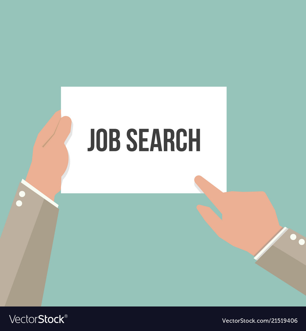 Man showing paper job search text vector image Man showing paper job search text