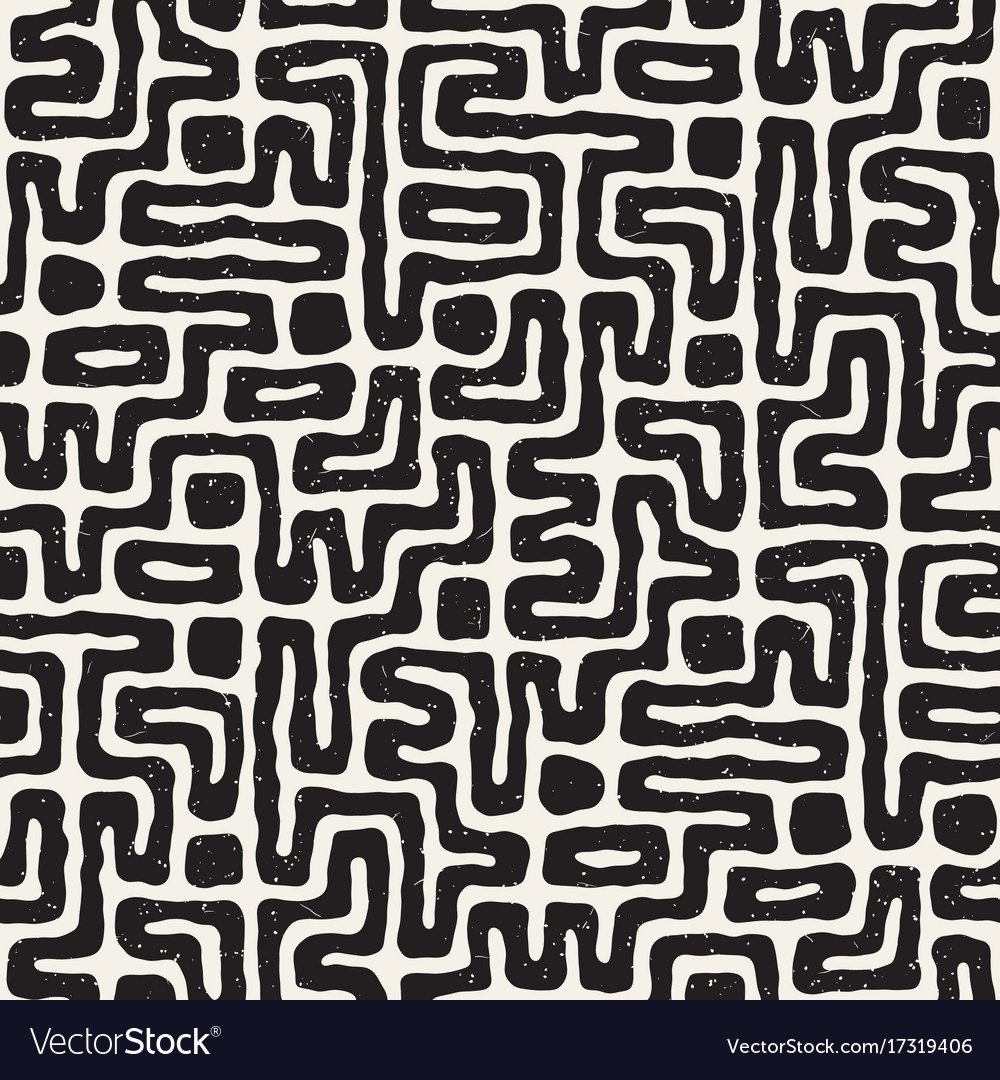 Seamless pattern with maze lines monochrome