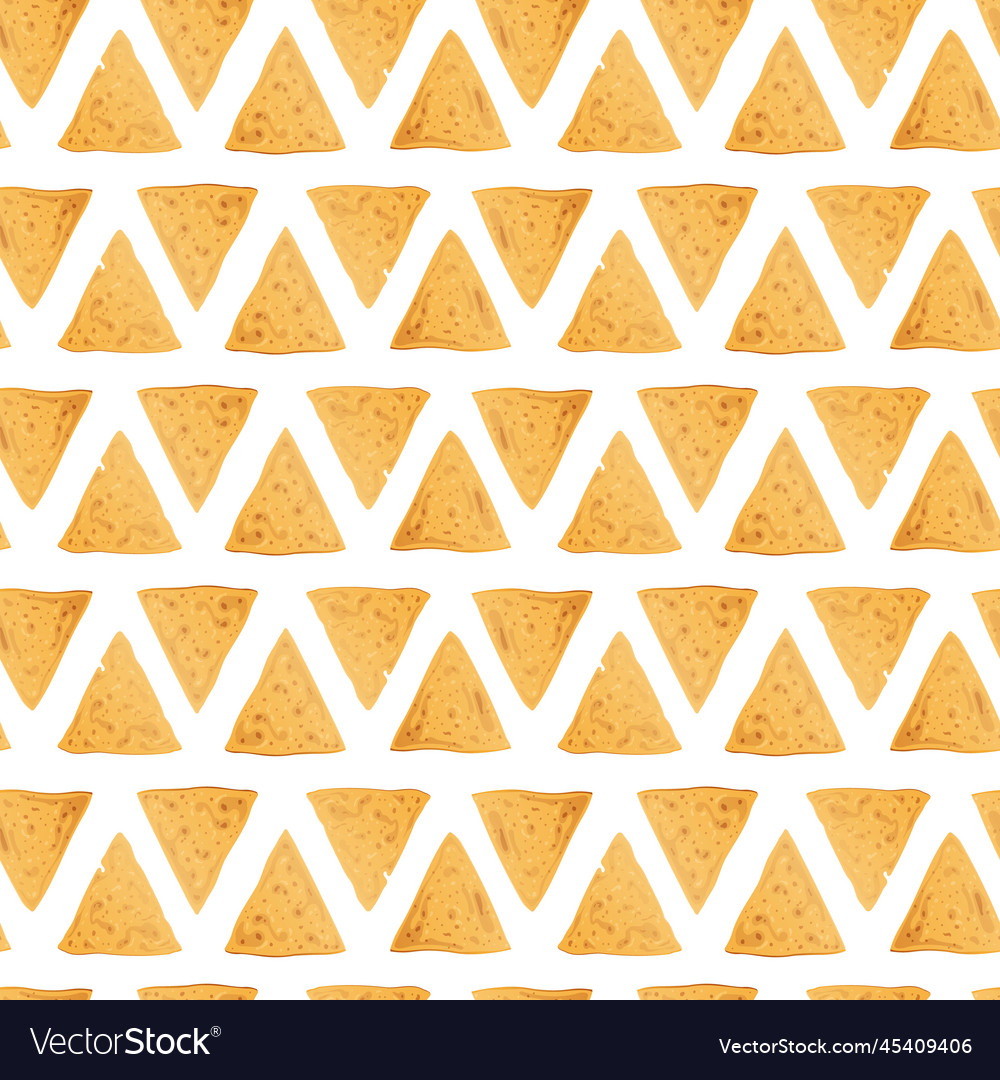 Seamless pattern with triangular corn chips vector image Seamless pattern with triangular corn chips