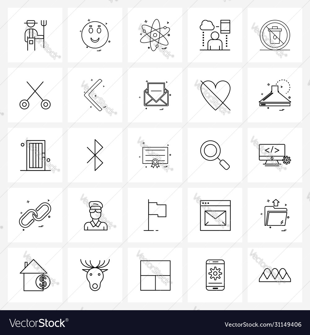 Set 25 simple line icons network