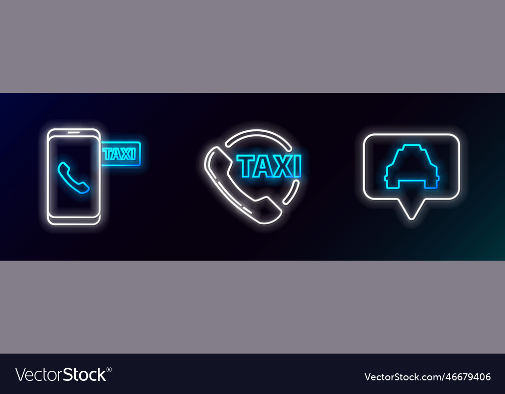 Set line map pointer with taxi call vector image Set line map pointer with taxi call