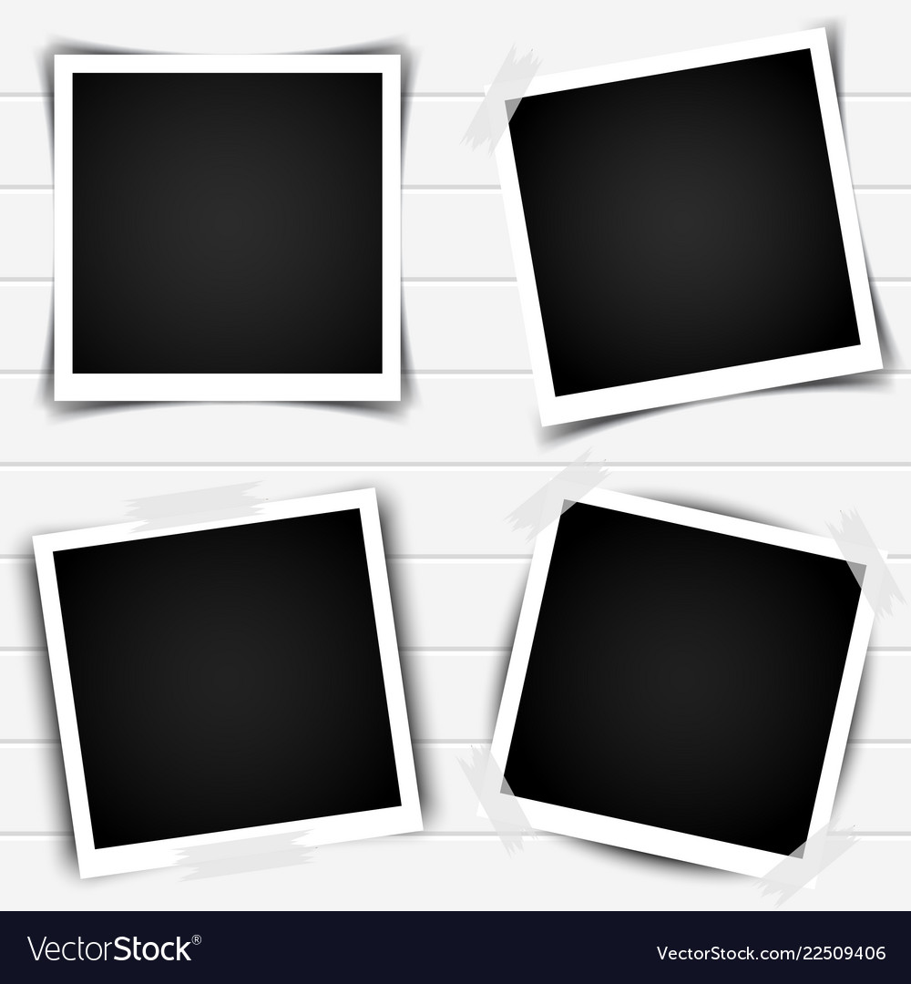 Set of retro photo frames with shadows vector image Set of retro photo frames with shadows