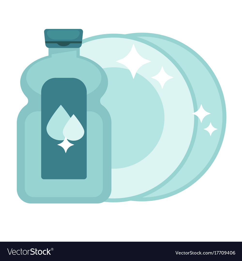 Shiny Polished Dishes And Bottle Of Special Vector Image