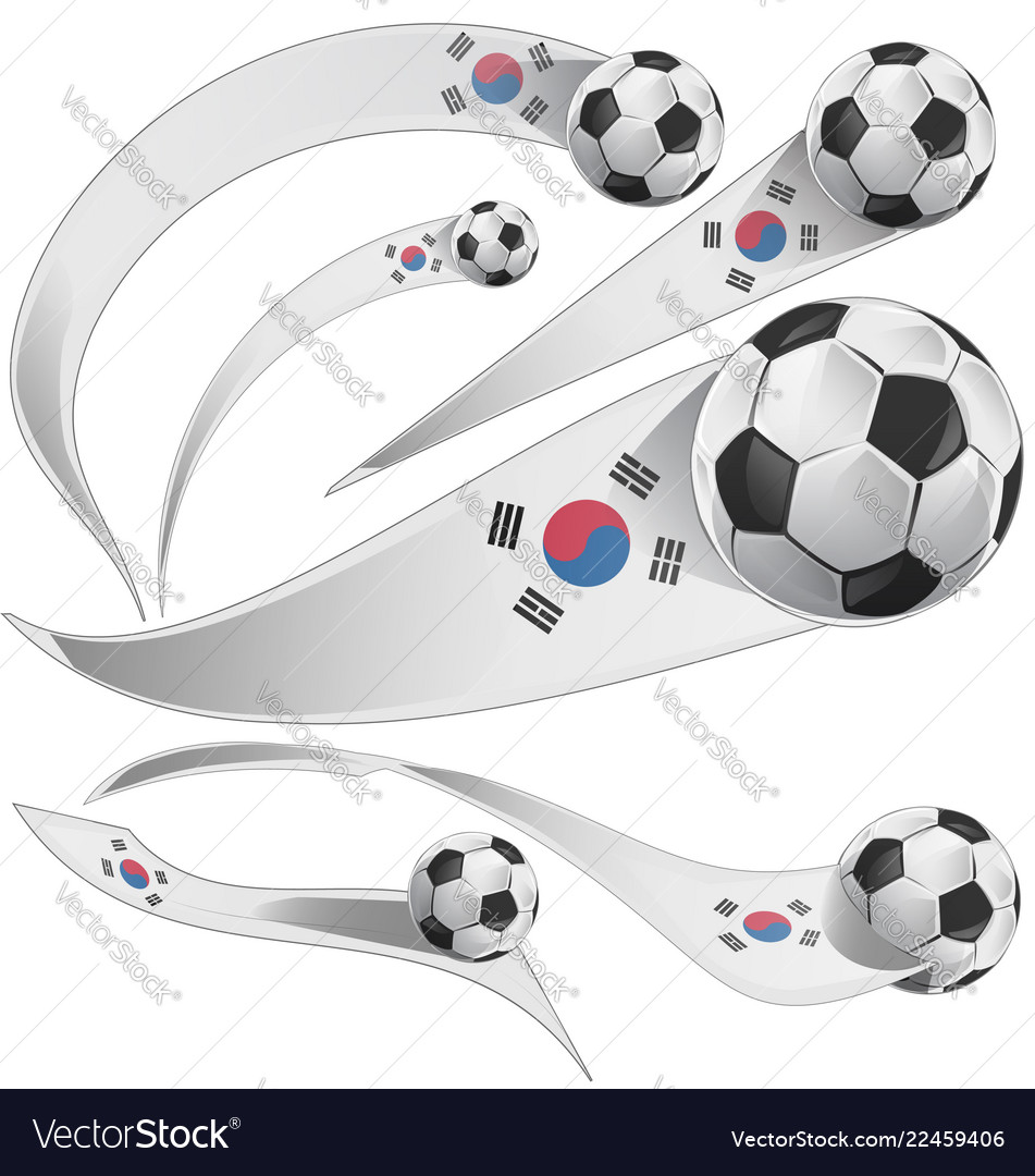 South korea flag set with soccer ball Royalty Free Vector