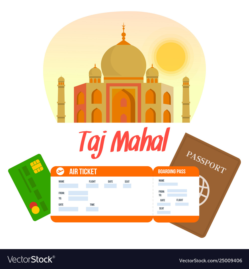 Taj mahal lettering travel postcard poster